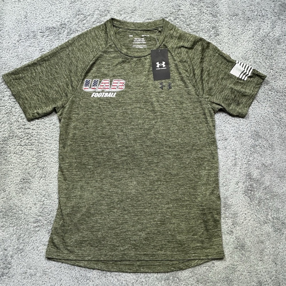 Under Armour UAB Blazers Shirt Men S Green Performance Crew Football Flag NEW